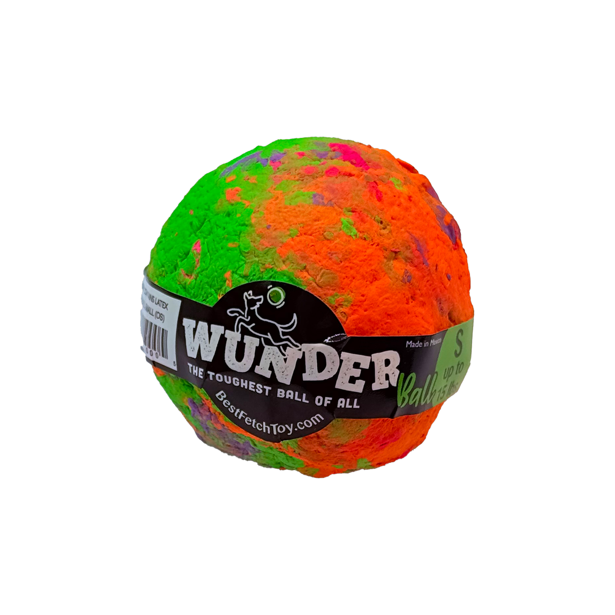 Swirl WUNDERball in Small, half orange and half green with pink and purple flecks