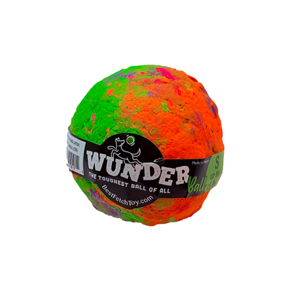 Swirl WUNDERball in Small, half orange and half green with pink and purple flecks