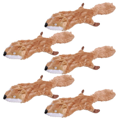 Jeffers Thinnies fox 5 pack, five flat tan plush dog toys with white chins