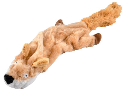 Jeffers Thinnies fox, flat tan stuffing-free plush dog toy with a white muzzle and bushy tail
