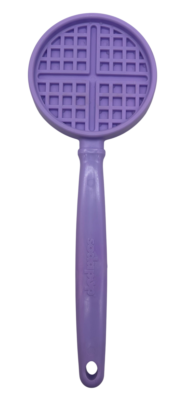 eStick lick stick in the pastel purple waffle design, a round head with a raised waffle grid, front view